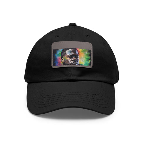 Kevin Hart neon watercolor cotton hat with light brown patch.