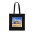 Ancient Wonders Tote Bag, Black Cotton Accessories with Egyptian Pyramid Print
