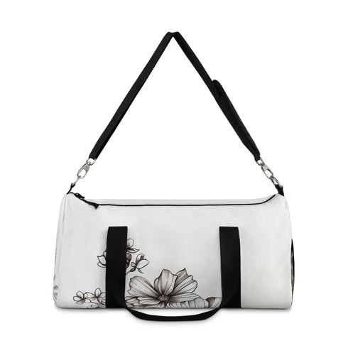 Floral sketch small duffel bag with all over print design.