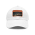 Stylish Lagos night skyline baseball cap in white with light brown patch