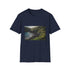 Charcoal cotton T-shirt featuring vibrant Maui landscapes with crew neck design