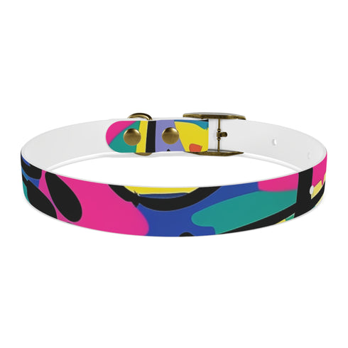 Neon graffiti dog collar with urban chic black onyx design.