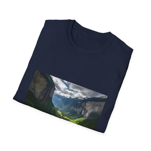Charcoal cotton tee with Symphony of Natures Majesty design.