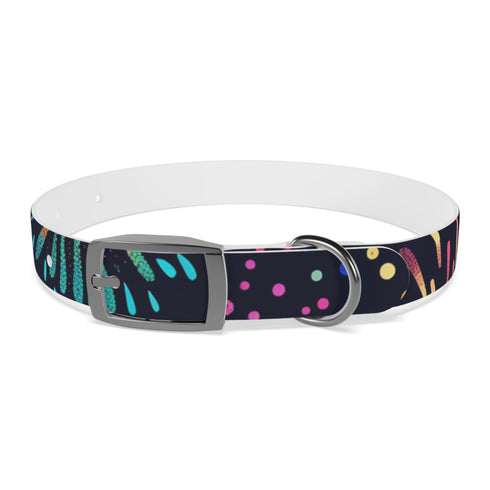 Vibrant festive fireworks-themed dog collar for medium-sized dogs in black onyx.