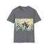 Buzzing bumblebee watercolor tee in charcoal, size small.