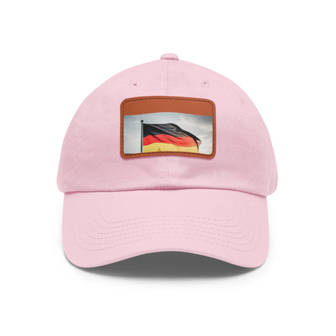 German flag cap in white with light brown rectangle patch.