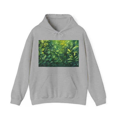 Tolkien-inspired Navy Summer Tapestry Hoodie with lush watercolor design.