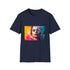 Vibrant charcoal cotton t-shirt with watercolor neon graphic regular summer fit