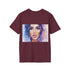 Charcoal cotton T-shirt with a vibrant Kim Kardashian watercolor graphic