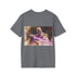Purple cotton crew neck tee featuring Mace Windu lightsaber design.