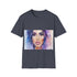 Charcoal cotton crew neck t-shirt with unique watercolor design
