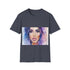Charcoal cotton t-shirt with vibrant watercolor design and crew neck
