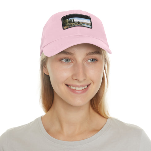 Kiwi Lake Adventure Baseball Cap in White with Light Brown patch