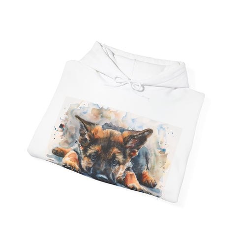 German Shepherd Puppy Hoodie Navy Blue Regular Fit Soft Cotton Sweatshirt