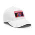 Neon white baseball cap with light brown patch for science lovers.