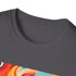 Retro vibes t-shirt in charcoal, regular fit, groovy 70s patterns.