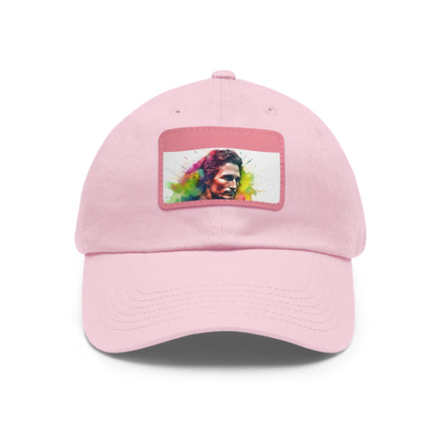 McConaughey neon dreams cap in white with light brown patch.