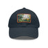 Central Park skyline watercolor baseball cap, white with light brown patch.