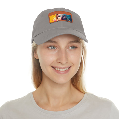 Neon Dream Margot Cap in White with Light Brown Rectangle Patch