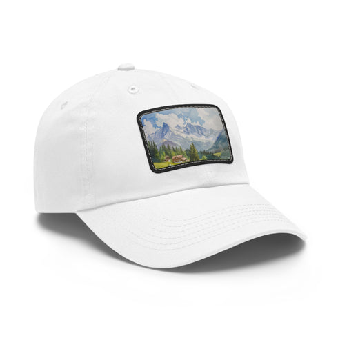 Swiss Alps watercolor hat for outdoor adventures and stylish wear.