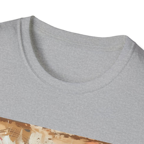 Charcoal crew neck t-shirt featuring vintage airplane travel stamps soft breathable cotton