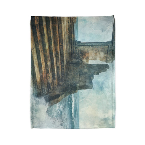Crystal Tide Sweeping over Ruins Plush Fleece Throw Blanket