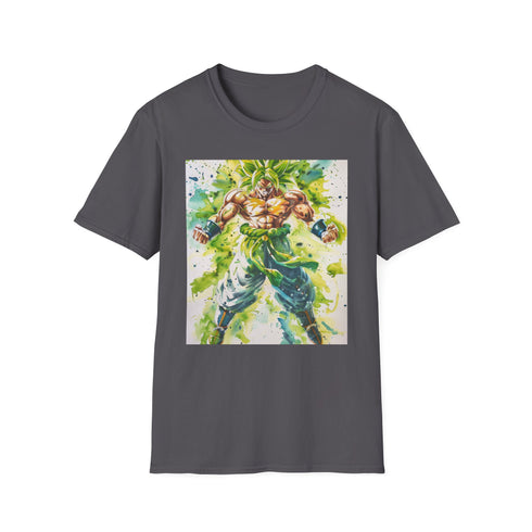 Charcoal cotton crew neck T-shirt with fierce Broly illustration