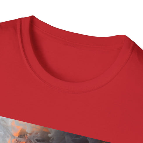 Charcoal abstract smoke art cotton t-shirt with crew neck and regular fit