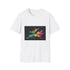 Charcoal cotton T-shirt with vibrant neon watercolor Peter Pan graphic