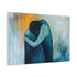 A Person Hugging Themselves Finding Comfort Within Stretched Canvas Wall Art