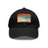 Futuristic white baseball cap with urban skyline patch.