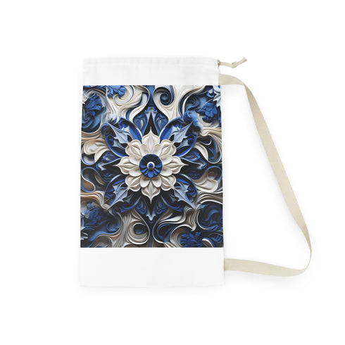 Blue porcelain texture laundry bag, stylish and practical for laundry routine