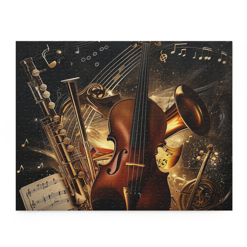 Colorful Musical Harmony Puzzle Set with intricate designs of music notes and instruments