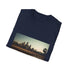 Charcoal crew neck T-shirt with Angkor Wat silhouette in soft cotton