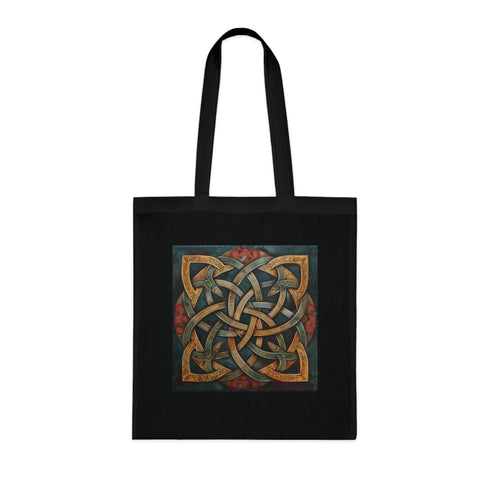 Eternal Knot Tote Bag in Black Cotton with Intricate Celtic Design
