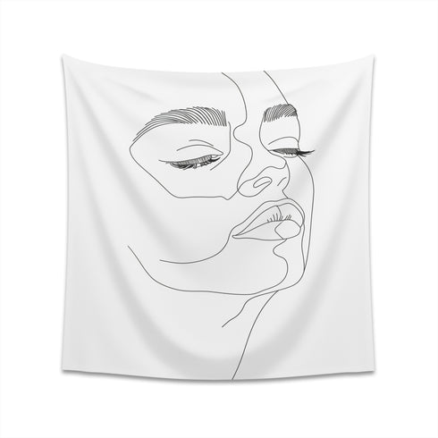 Minimalist Abstract Face Tapestry: Modern Wall Art in 57 x 57 and 34 x 40 Sizes - High-quality and Stylish Decor Piece