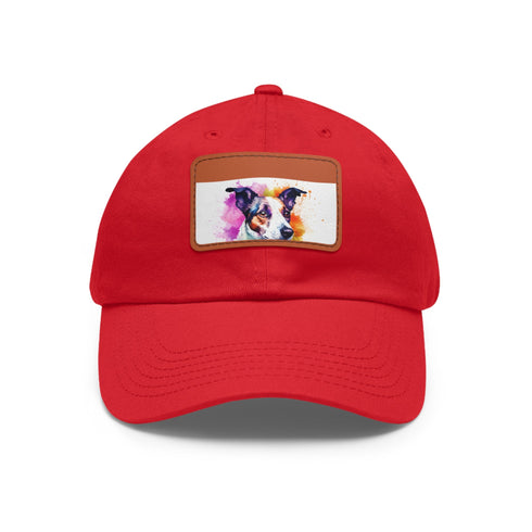 Adorable Jack Russel Snapback Cap in White with Light Brown Patch