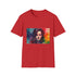 Charcoal cotton T-shirt with vibrant watercolor neon design regular fit