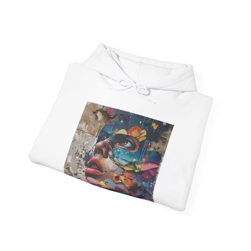 Edgy navy graffiti art hoodie, perfect for rebels and urban trendsetters.