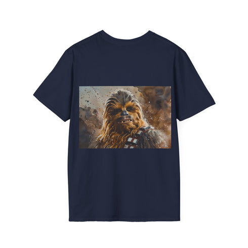 Charcoal cotton Chewbacca watercolor tee with bold fun summer design