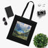 Alpine Majesty Tote Bag black cotton mountains tote DTG accessory.