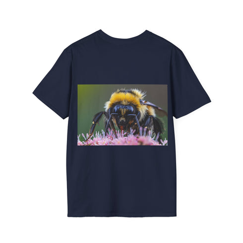 Bumblebee watercolor graphic tee in charcoal for summer style.
