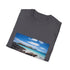 Charcoal cotton T-shirt with vibrant Galapagos Islands evolution graphic