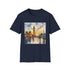 Charcoal cotton T-shirt with Big Ben watercolor design in crew neck style