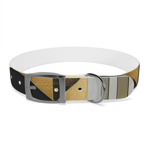 Abstract patterned black onyx dog collar for chic canine couture.