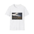 Charcoal crew neck T-shirt capturing Iceland's vibrant landscapes on soft cotton