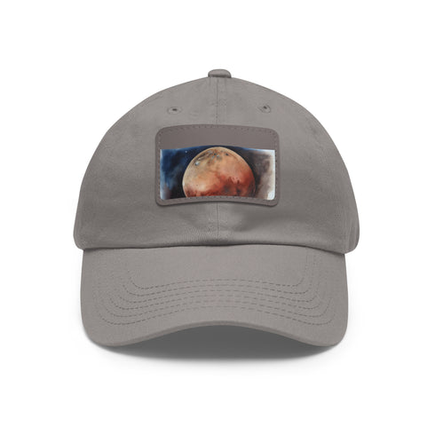 Mars Dreams Watercolor Baseball Cap in White with Light Brown Patch