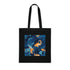 Golden Koi Grace Tote Bag in Black Cotton with Serene Design