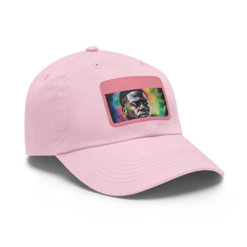 Kevin Hart neon watercolor cap in white with light brown patch.