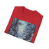 Charcoal cotton t-shirt with winter wonderland painting regular fit design